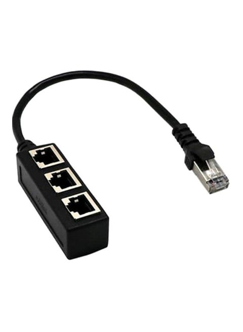 1 To 3 Port RJ45 Y Splitter Adapter Cable Black