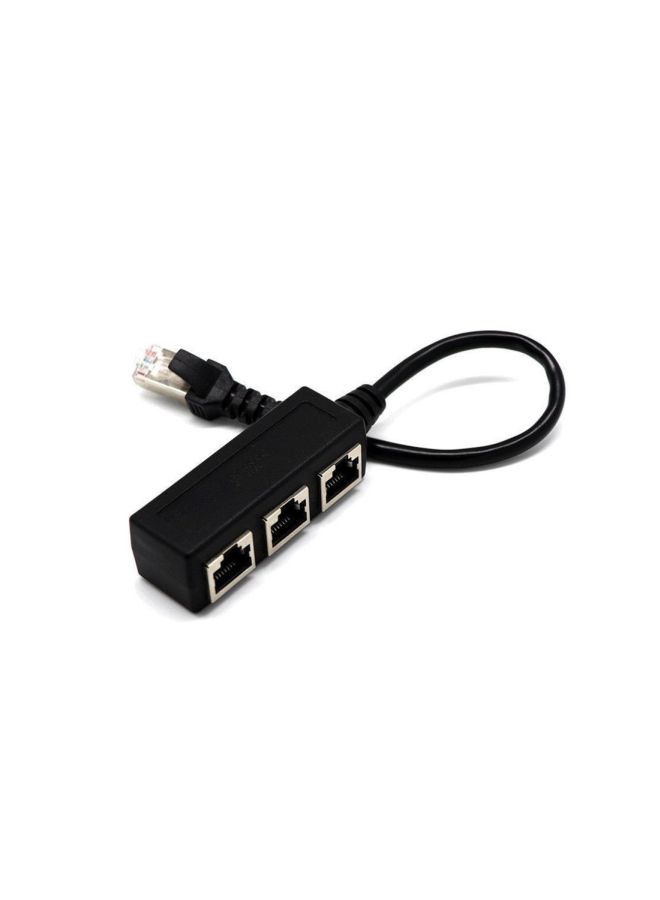 1 To 3 Port RJ45 Y Splitter Adapter Cable Black  - Image 4