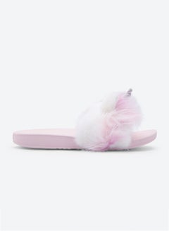Rainbow Unicorn Fur Details Slides Multicolour