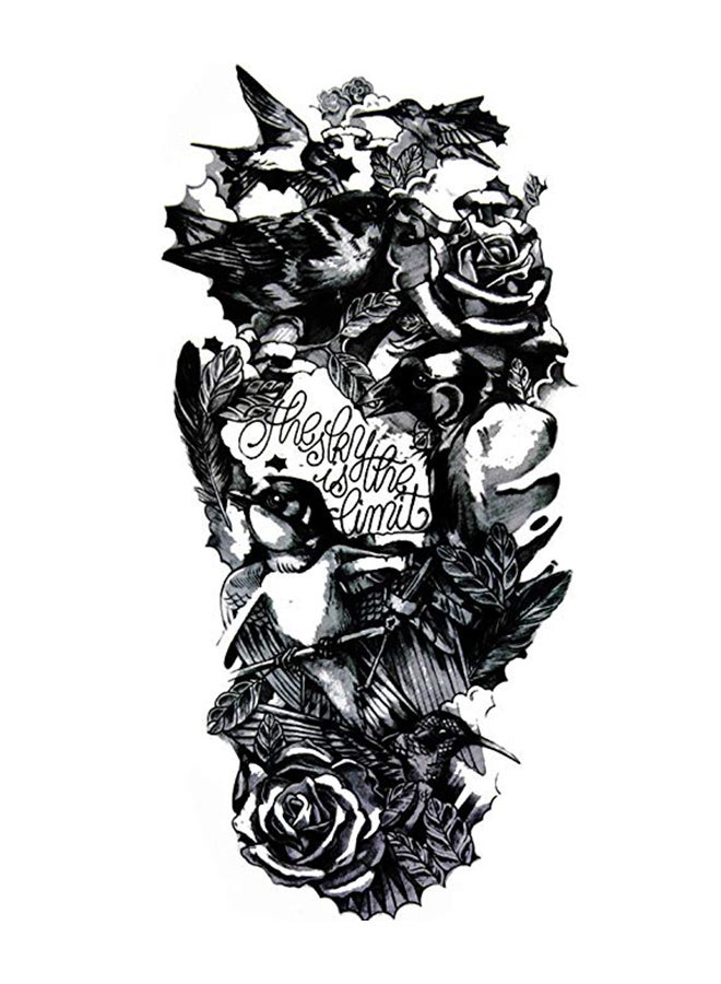 2-Piece Temporary Transfers Tattoo Sticker Black/White