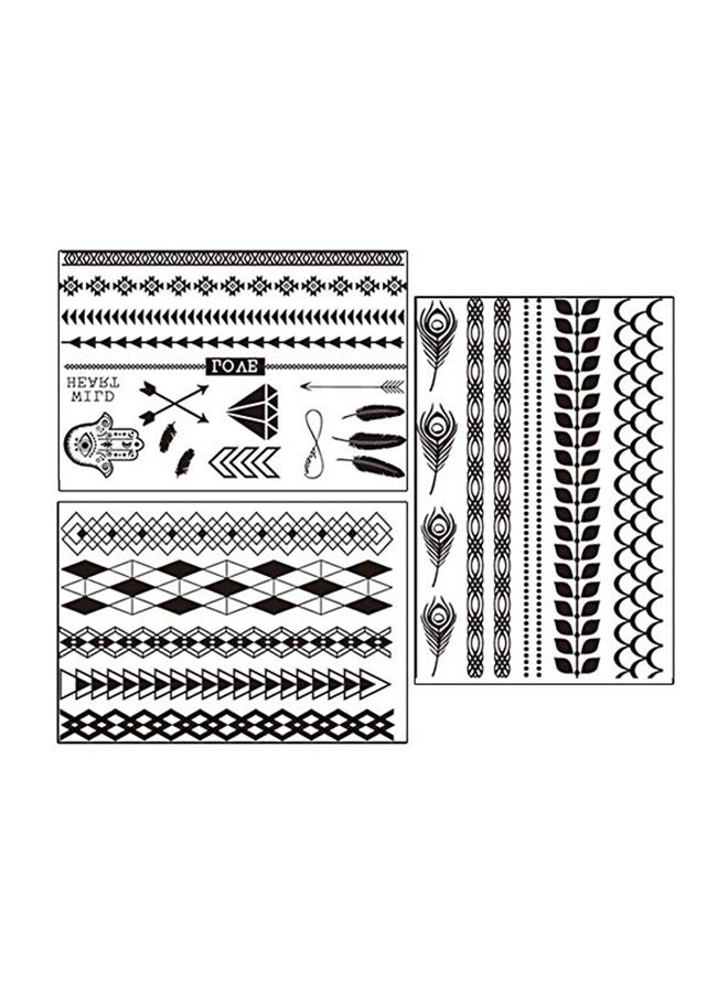 تافلي ملصق تاتو مضاد للماء بتصميم سلسلة، 7 قطع أسود - Image 1