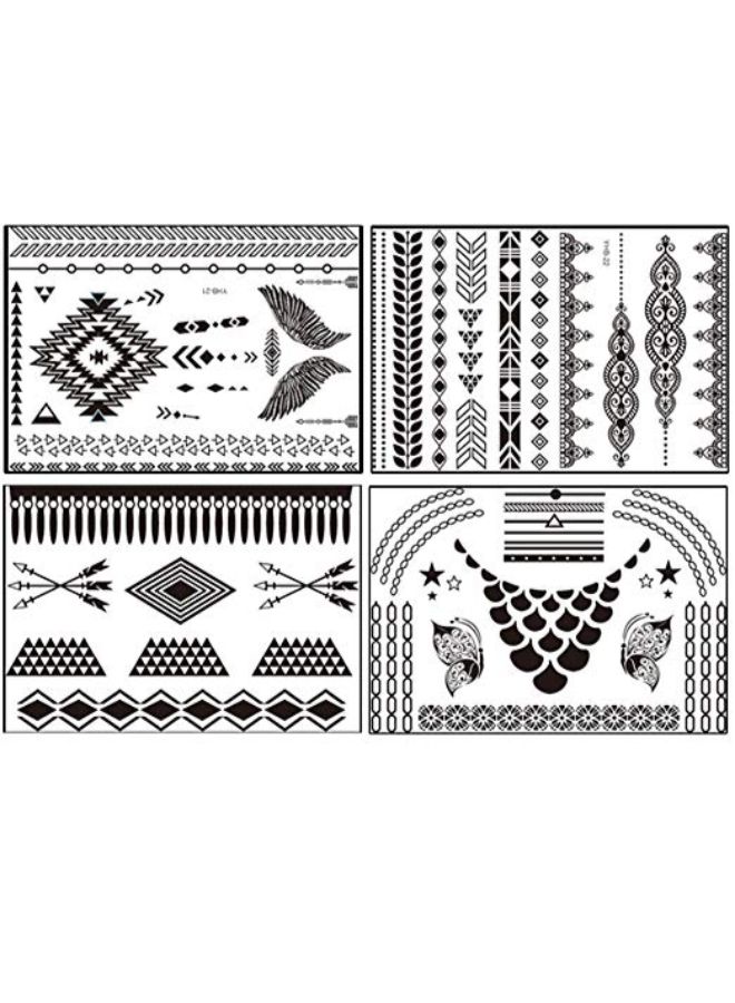 تافلي ملصق تاتو مضاد للماء بتصميم سلسلة، 7 قطع أسود - Image 2