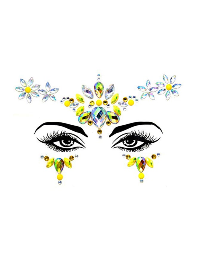 3-Piece Rhinestones Face Gems Festival Temporary Tattoo Sticker Multicolour - v1567581387/N29464793A_1