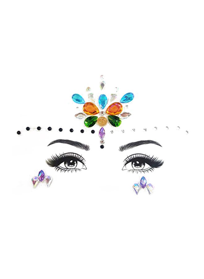 6-Piece Rhinestones Face Gems Festival Temporary Tattoo Sticker Multicolour - v1567581388/N29464801A_1