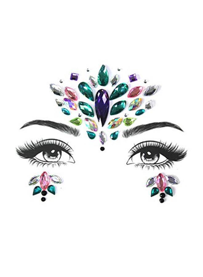 6-Piece Rhinestones Face Gems Festival Temporary Tattoo Sticker Multicolour - v1567581388/N29464802A_1