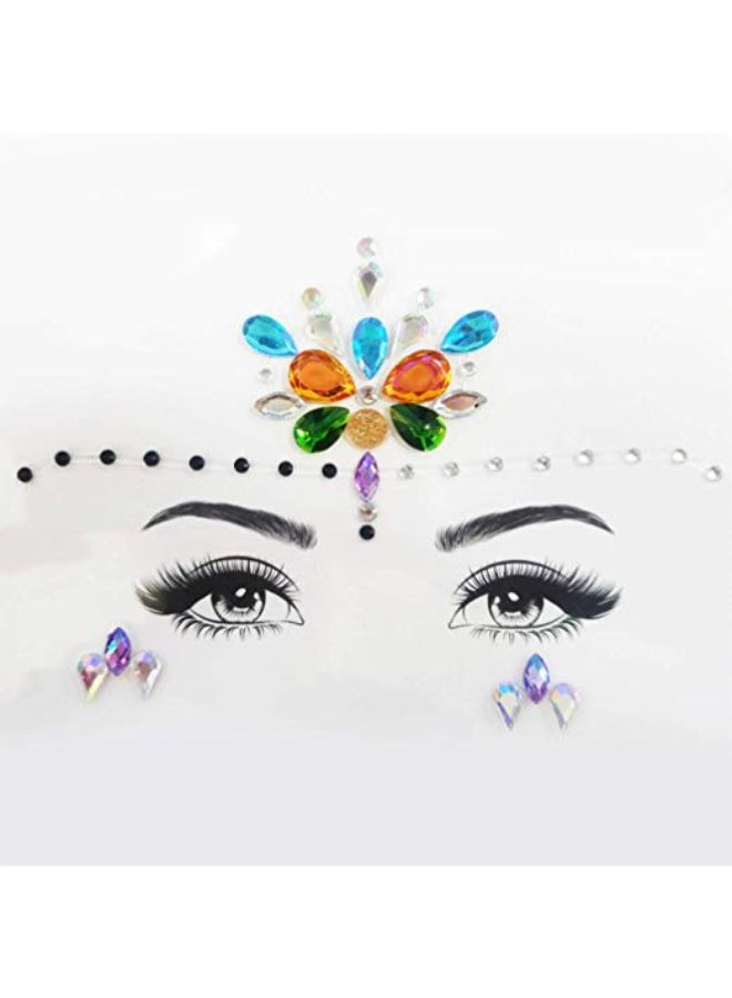 6-Piece Rhinestones Face Gems Festival Temporary Tattoo Sticker Multicolour - v1567581389/N29464801A_2