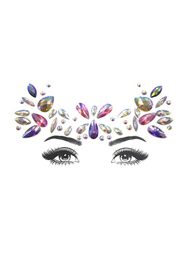 4-Piece Rhinestones Face Gems Festival Temporary Tattoo Sticker Multicolour - v1567581389/N29464803A_1