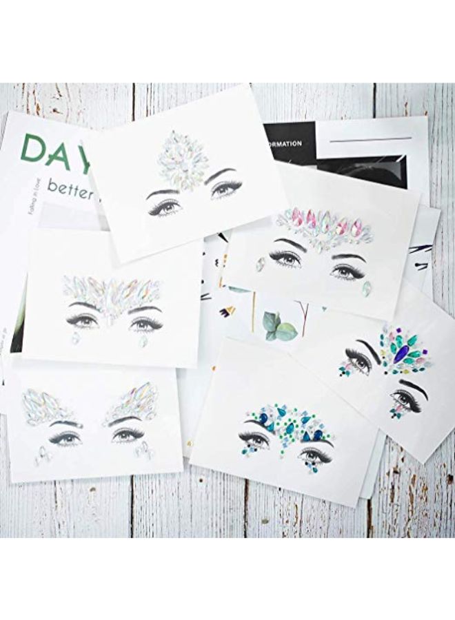 6-Piece Rhinestones Face Gems Festival Temporary Tattoo Sticker Multicolour - v1567581390/N29464802A_2