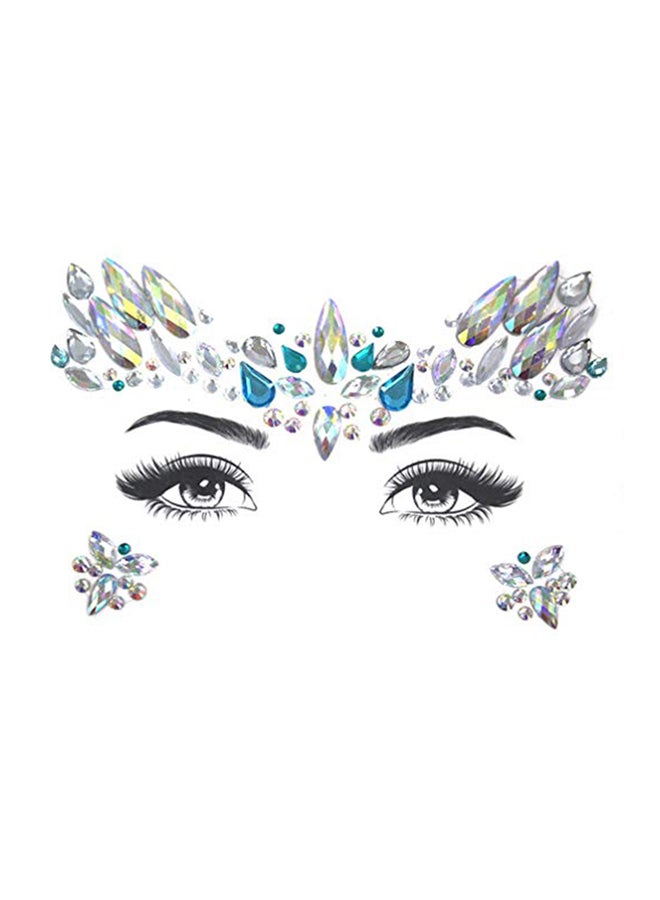 6-Piece Rhinestones Face Gems Festival Temporary Tattoo Sticker Multicolour - v1567581390/N29464804A_1