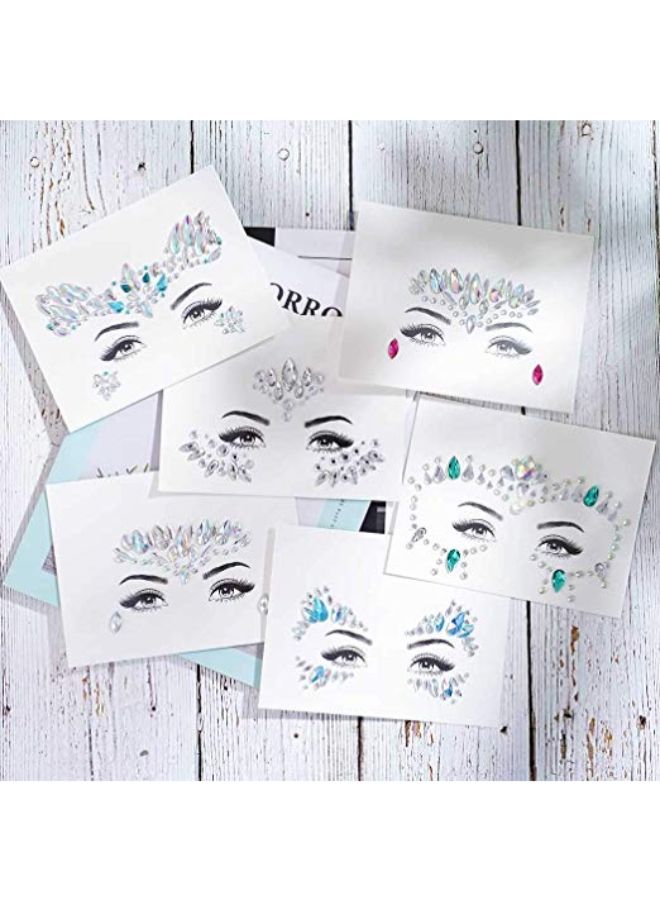 6-Piece Rhinestones Face Gems Festival Temporary Tattoo Sticker Multicolour - v1567581390/N29464804A_2