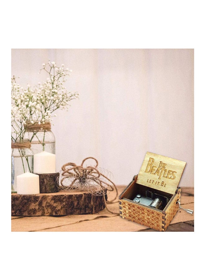 Volwco The Beatles Engraved Wooden Hand Crank Musical Box Brown  - Image 3