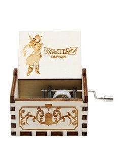 Volwco Dragon Ball Engraved Wooden Hand Crank Musical Box White  - Image 1