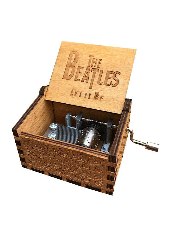 Volwco The Beatles Engraved Wooden Hand Crank Musical Box Brown  - Image 1