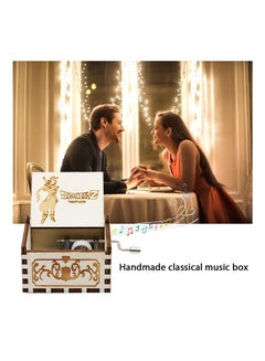 Volwco Dragon Ball Engraved Wooden Hand Crank Musical Box White  - Image 2