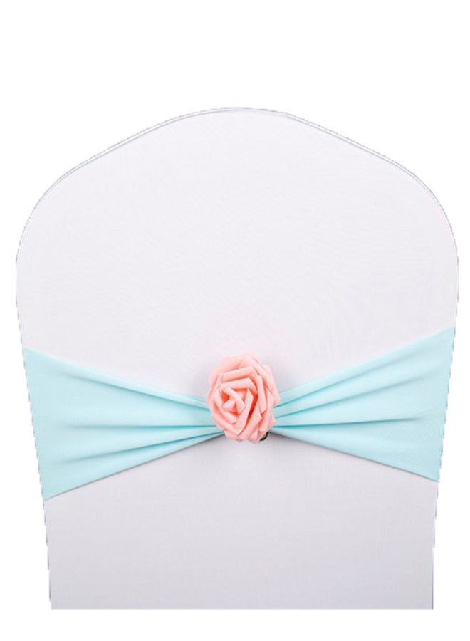 Sash Bow Elastic Flower Chair Ribbon Cover Blue/Pink  - Image 1