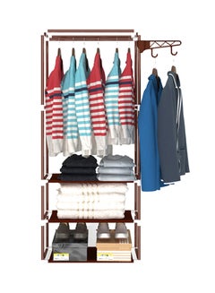 Stand Hanger Wardrobe Folding Coat Rack Versatile Brown 170 x 55 x 32centimeter