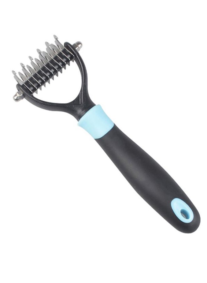 Generic Pet Shedding Grooming Brush Tool With 2 Side Undercoat Rake Blue/Black 25.5x9.1x3cm 