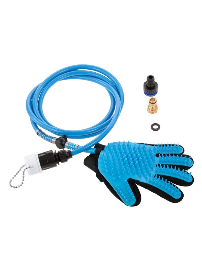 Generic Pet Shower Sprayer Scrubber Bath Massage And Hair Remover Glove Blue/Black 20.0x20.0x5centimeter 