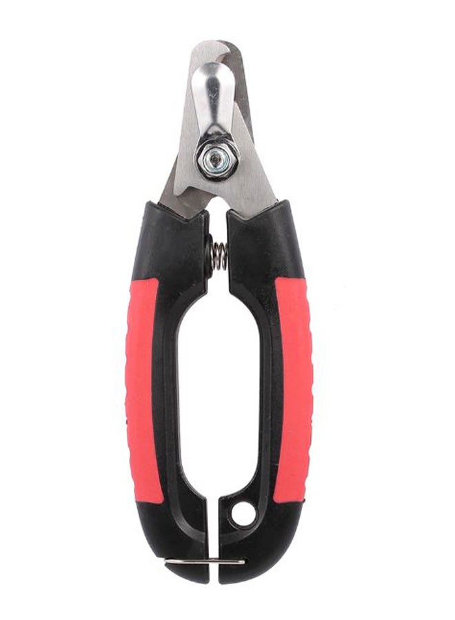 3-Piece Pet Nail Clipper With Lock Grooming Scissor Set Red/Black/Silver 14.0x5.5x2.5centimeter