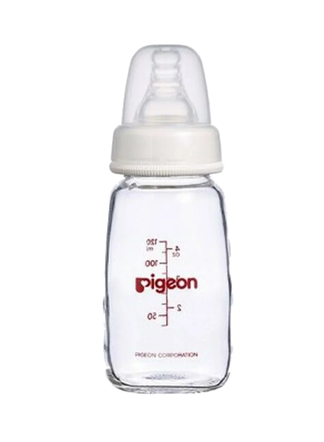 pigeon Peristaltic Nipple Glass Feeding Bottle, 0-3 M, 120 mL