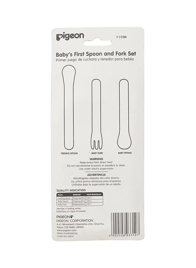 pigeon 3-Piece First Spoon And Fork, 6+ M - White