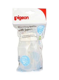 pigeon Weaning Bottle With Spoon, 240 mL - Clear/White  - Image 3
