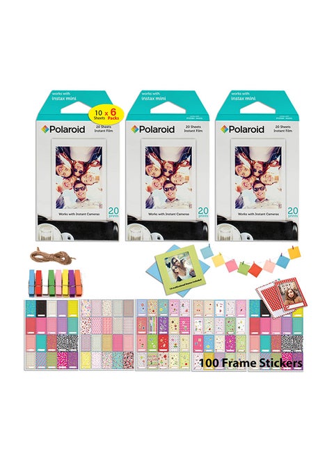 Pack Of 3 Instant Film And Picture Frame With Accessories Multicolour