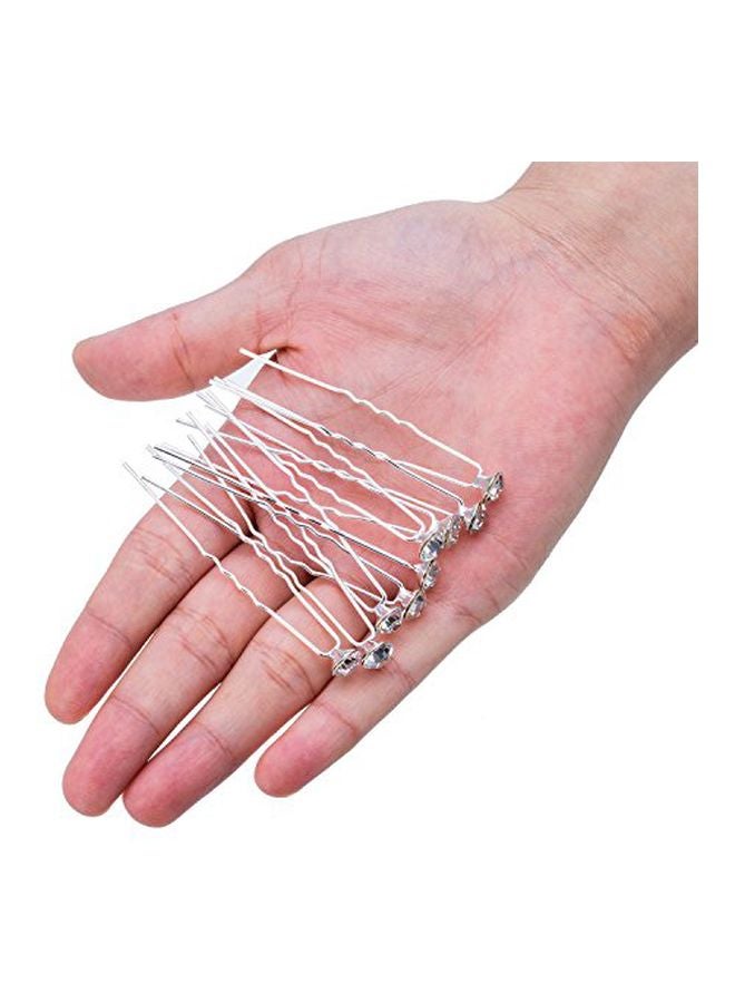 إي بوت طقم دبوس شعر لحفلات زواج العروس مكون من 40 قطعة فضي - Image 4