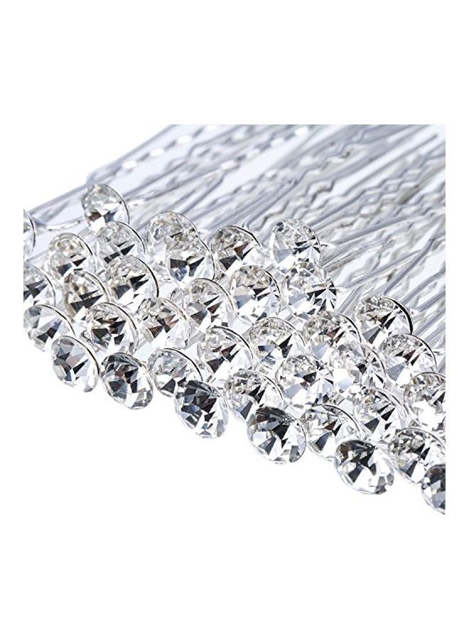 إي بوت طقم دبوس شعر لحفلات زواج العروس مكون من 40 قطعة فضي - Image 2