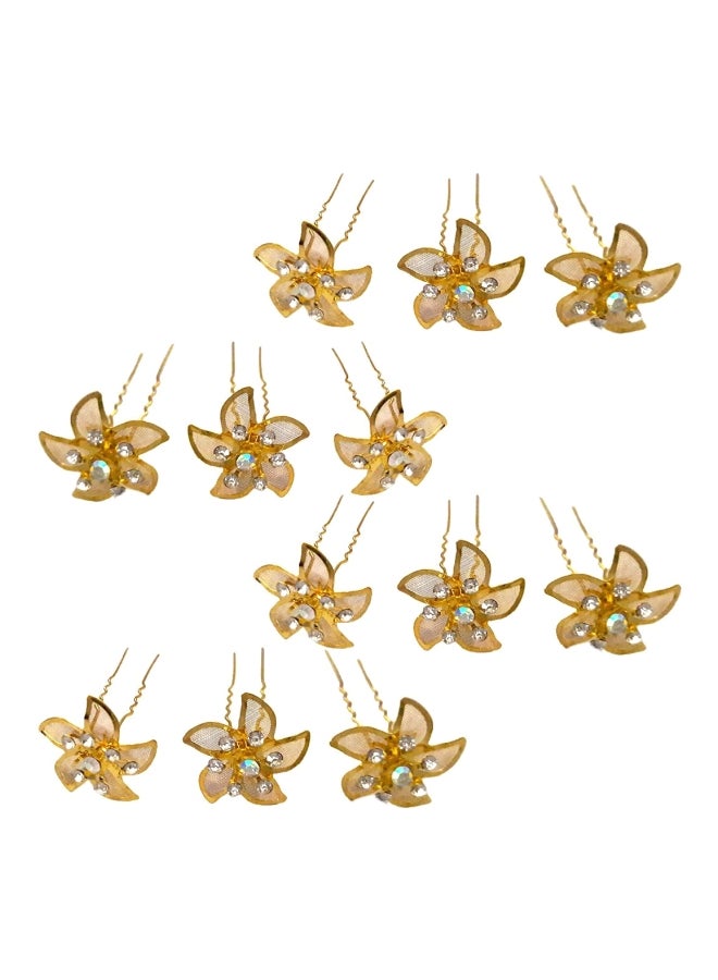 12-Piece Flower Designed Hair Pins Gold - v1567601338/N29295610A_1