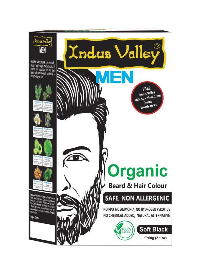 Indus Valley Organic Beard And Hair Colour Soft Black 60grams  - Image 1
