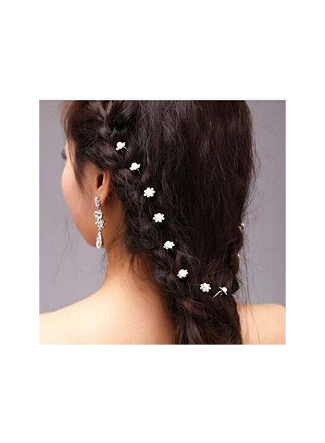 Pack Of 12 Flower Hairpin Set White - v1567601456/N29296269A_2