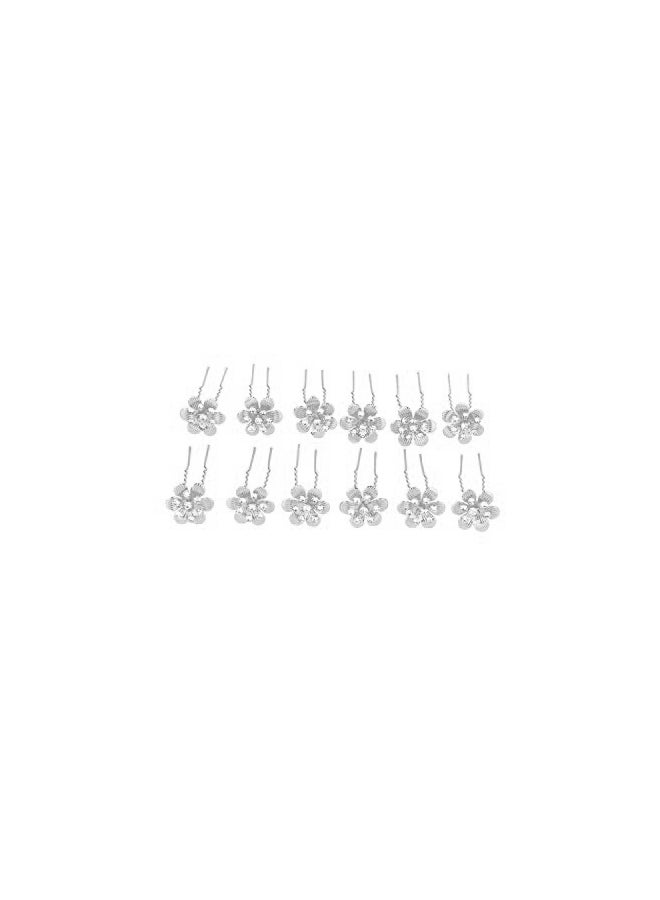 Pack Of 12 Flower Hairpin Set White - v1567601457/N29296269A_1