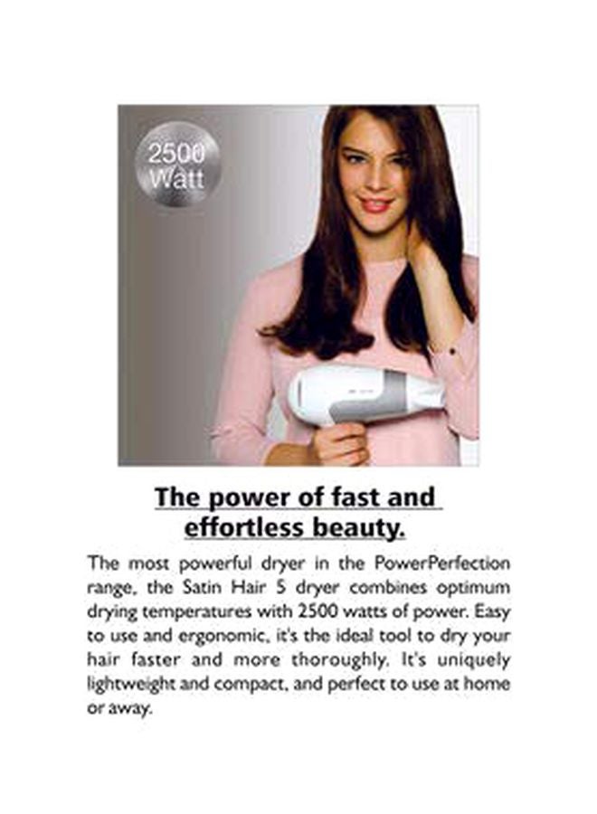 BRAUN Perfection Hair Dryer HD580 White/Grey - Image 3