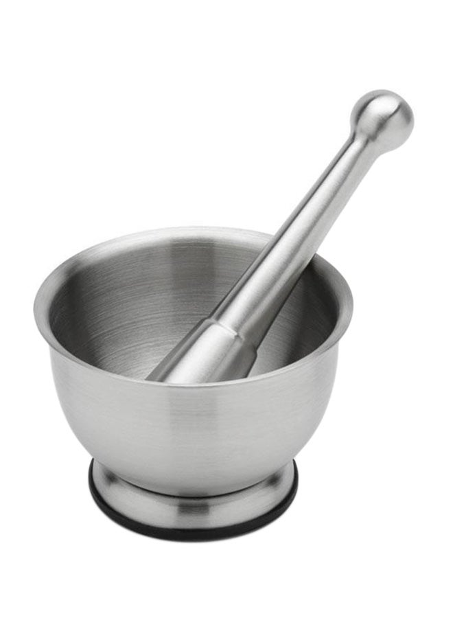 Stainless Steel Mortar And Pestel Silver 10cm