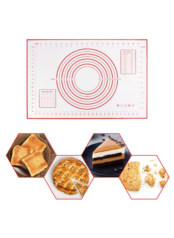 بساط لصنع العجين من السيليكون مع أدوات قياس أحمر 40 x 30 x 0.04سم - Image 2