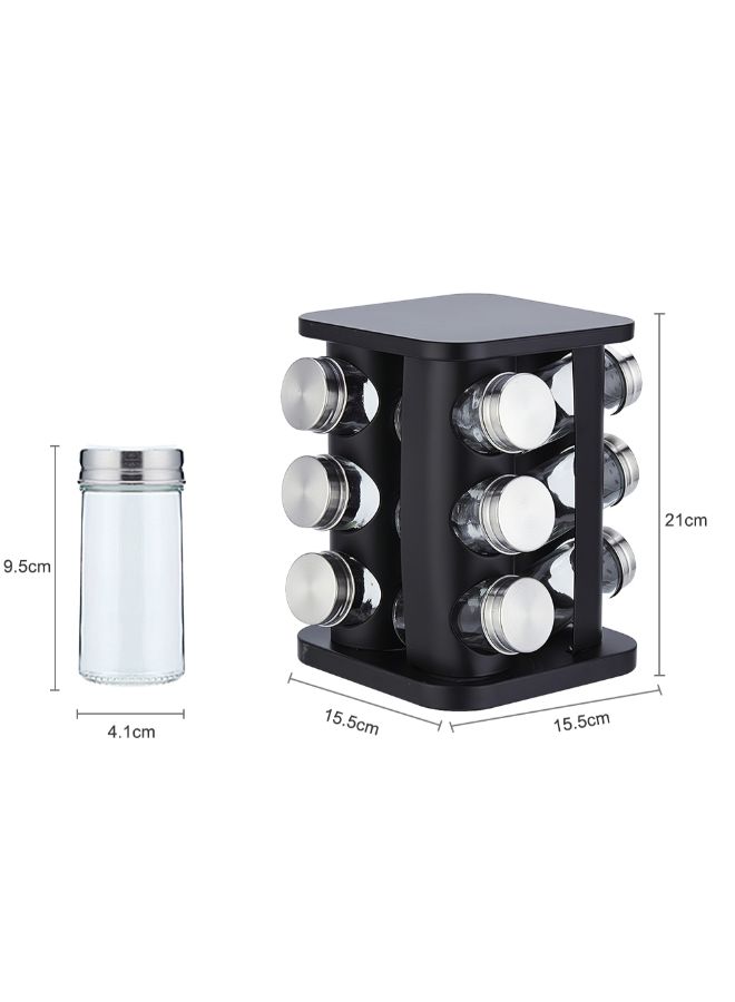 12-Jar Revolving Spice Organizer Black/Silver - Image 2