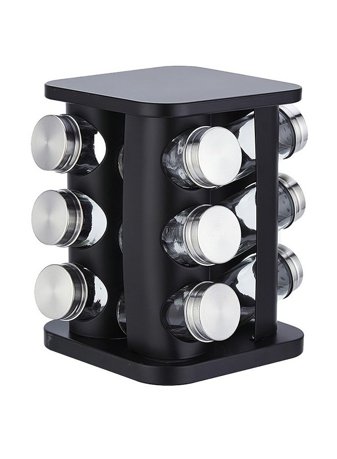 12-Jar Revolving Spice Organizer Black/Silver - Image 1