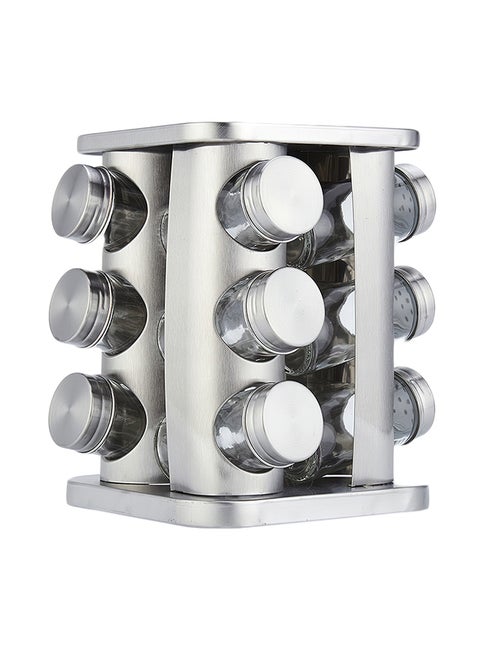 Pack Of 12 Revolving Countertop Spice Rack Silver