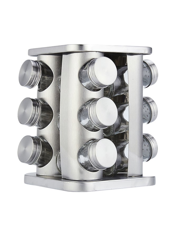 Pack Of 12 Revolving Countertop Spice Rack Silver