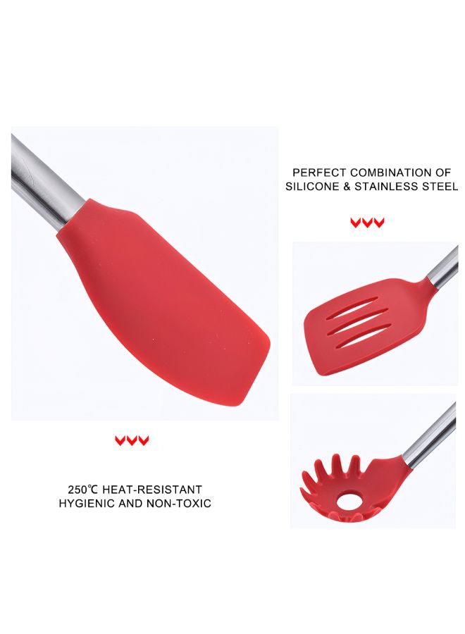 8-Piece Silicone Non-Stick Utensils Set Red  - Image 2