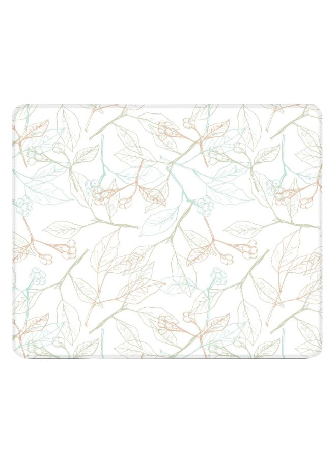 Stylizedd Delicate Sprigs Designer Gaming Mousepad Off White/green/Brown - Image 1