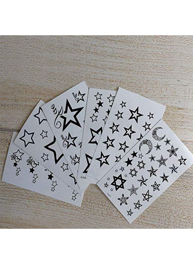 Pack Of 6 Stars Temporary Tattoo Black - Image 2