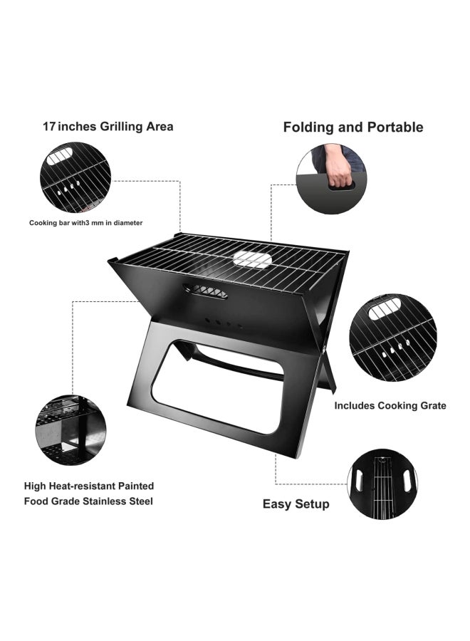 Foldable Charcoal Grill Black - Image 3