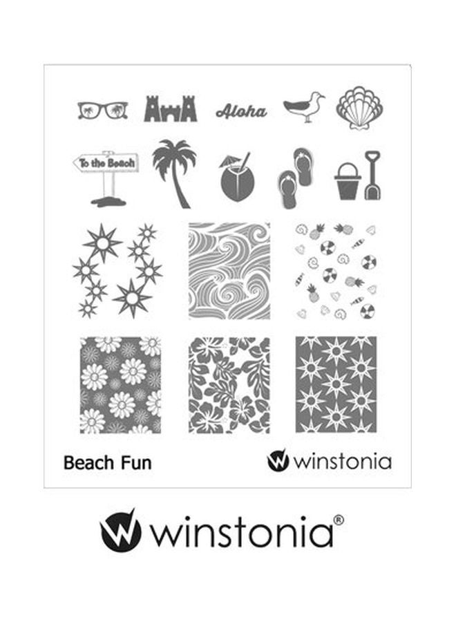 Winstonia Nail Art Stamping Image Plate - Beach Fun Grey/White - Image 4