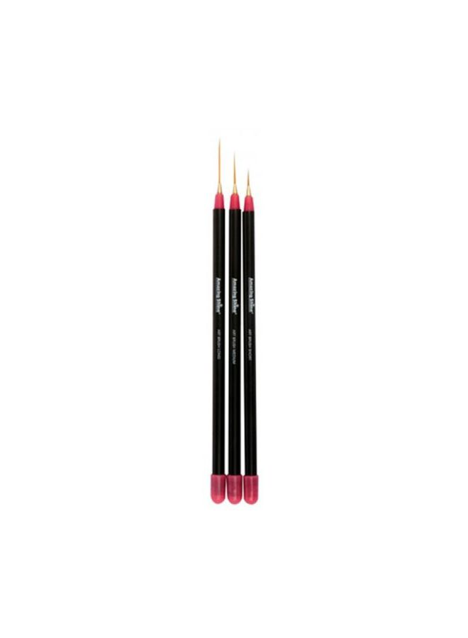 Amazing Shine - 3-Piece Nail Art Brush Set Black/Red/Brown - Image 1