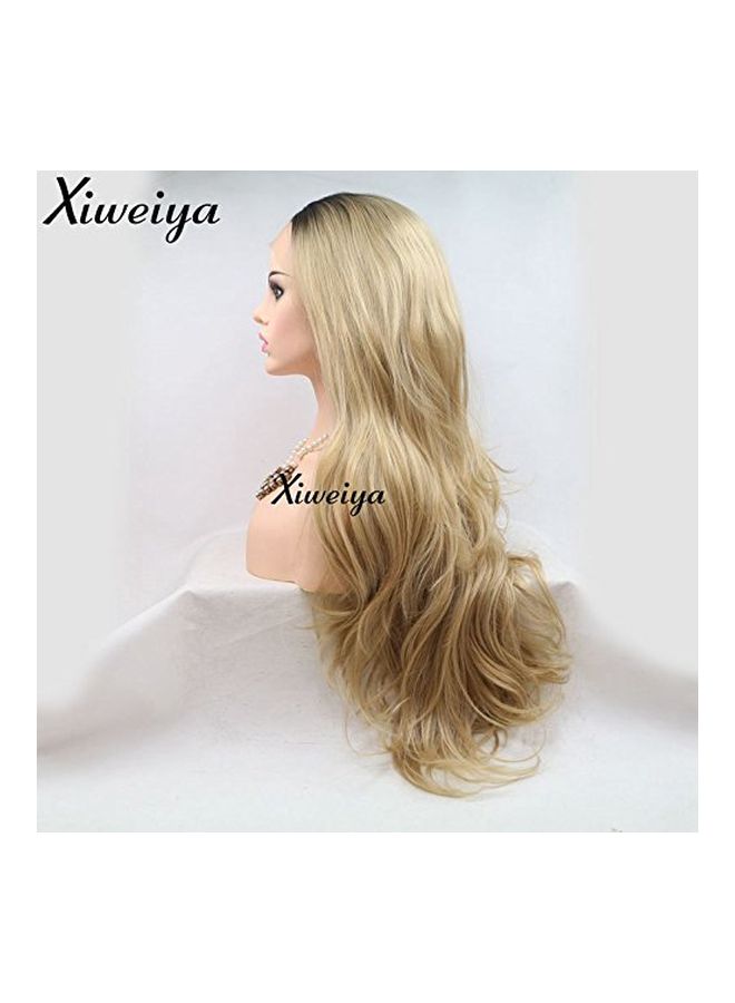Xiweiya Synthetic Lace Front Wig Long Blonde With Dark Root 24inch  - Image 2