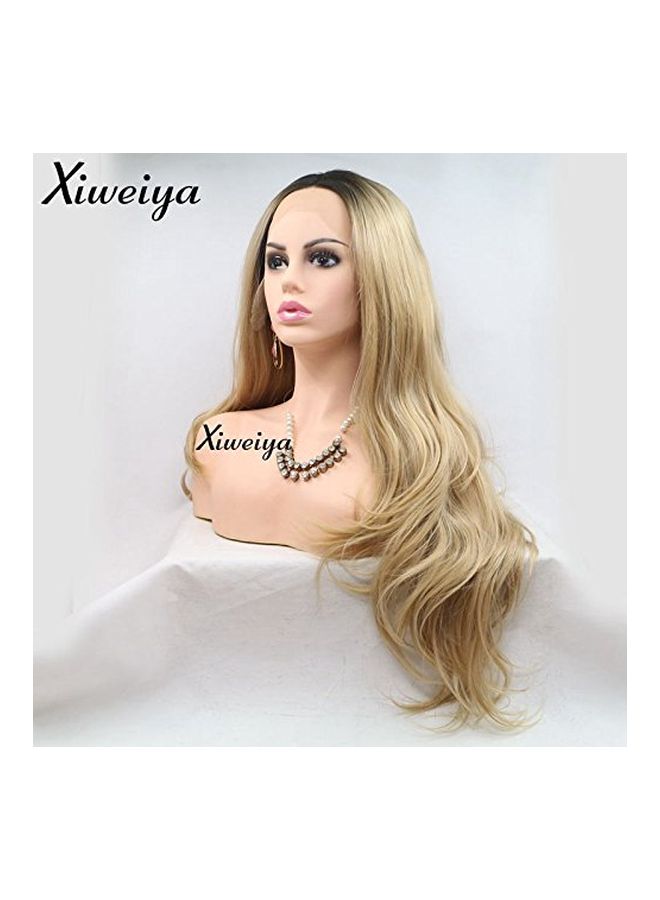 Xiweiya Synthetic Lace Front Wig Long Blonde With Dark Root 24inch  - Image 3