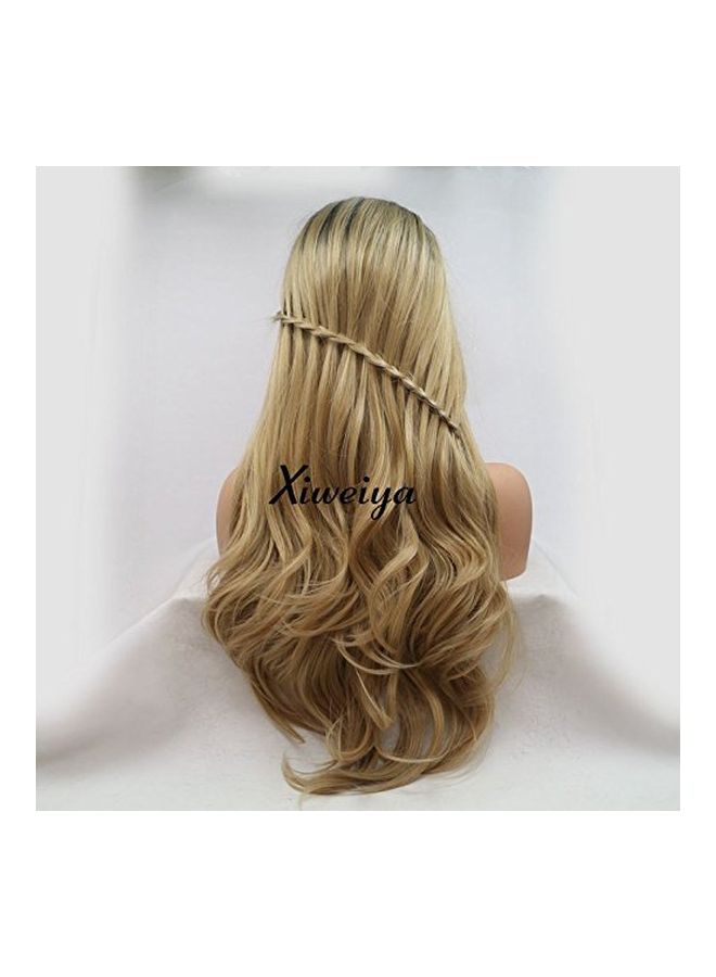 Xiweiya Synthetic Lace Front Wig Long Blonde With Dark Root 24inch  - Image 4
