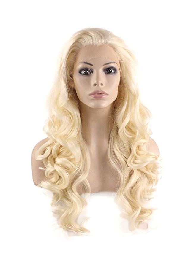 MX angel - Long Wavy Synthetic Lace Hair Wig Beige - Image 1
